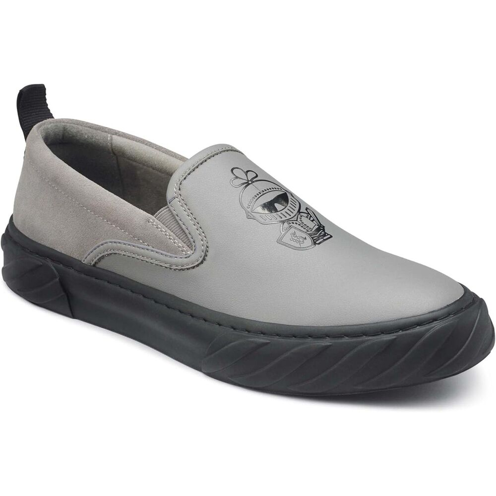 Karl Lagerfeld Paris Men’s Knight Karl Gray Leather Slip-On Sneakers Size 11